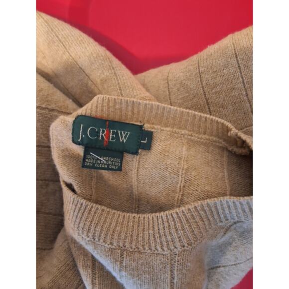 J.Crew Mens XL Lambswool Pullover Tan Sweater Neutral Minimal Preppy Classic - Picture 5 of 5